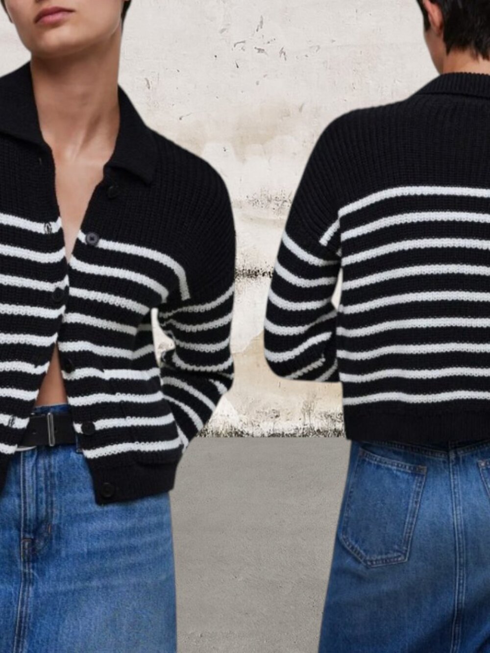 Madewell $128 Melanie Stripe Cotton Crop Cardigan Sweater Size Small